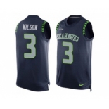 Nike Seattle Seahawks #3 Russell Wilson Steel Blue Team Color Men's Stitched NFL Limited Tank Top Jersey