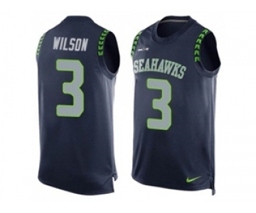 Nike Seattle Seahawks #3 Russell Wilson Steel Blue Team Color Men's Stitched NFL Limited Tank Top Jersey