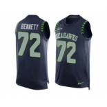 Nike Seattle Seahawks #72 Michael Bennett Steel Blue Team Color Men's Stitched NFL Limited Tank Top Jersey