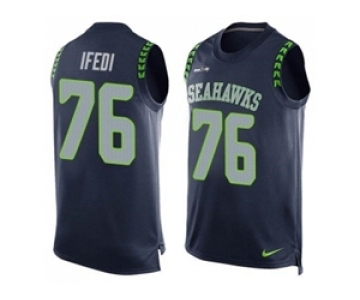 Nike Seattle Seahawks #76 Germain Ifedi Steel Blue Team Color Men's Stitched NFL Limited Tank Top Jersey