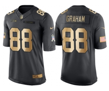 Nike Seattle Seahawks #88 Jimmy Graham Anthracite 2016 Christmas Gold Men's NFL Limited Salute to Service Jersey