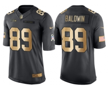 Nike Seattle Seahawks #89 Doug Baldwin Anthracite 2016 Christmas Gold Men's NFL Limited Salute to Service Jersey