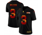 Seattle Seahawks #3 Russell Wilson Men's Black Nike Red Orange Stripe Vapor Limited NFL Jersey