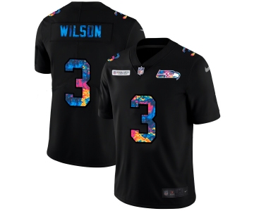 Seattle Seahawks #3 Russell Wilson Men's Nike Multi-Color Black 2020 NFL Crucial Catch Vapor Untouchable Limited Jersey