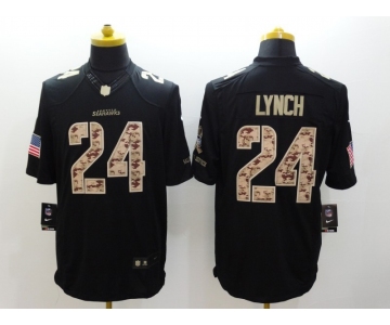 nike nfl jerseys seattle seahawks #24 lynch Black[salute to service limited]