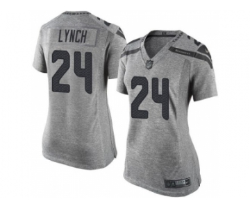 Women Nike Seahawks #24 Marshawn Lynch Gray Stitched NFL Limited Gridiron Gray Jersey