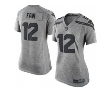 Women Nike Seattle Seahawks #12 Fan Gray Stitched Gridiron