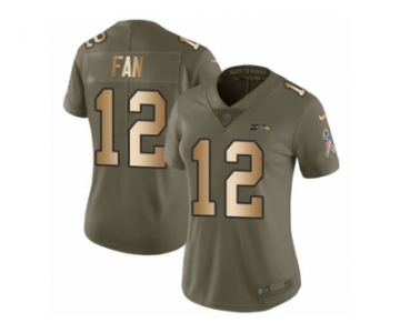 Women Nike Seattle Seahawks #12 Fan Limited Olive Gold 2017 Salute to Service NFL Jersey