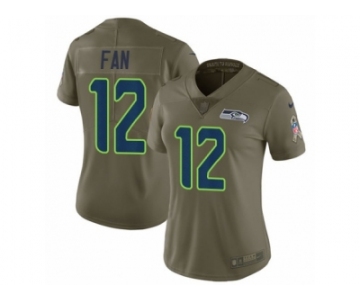 Women Nike Seattle Seahawks 12th Fan Limited Olive 2017 Salute to Service NFL Jersey