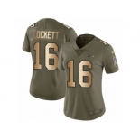 Women Nike Seattle Seahawks #16 Tyler Lockett Limited Olive Gold 2017 Salute to Service NFL Jersey