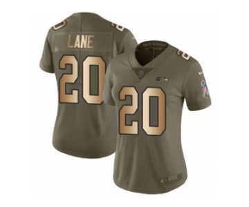 Women Nike Seattle Seahawks #20 Jeremy Lane Limited Olive Gold 2017 Salute to Service NFL Jersey