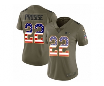 Women Nike Seattle Seahawks #22 C. J. Prosise Limited Olive USA Flag 2017 Salute to Service NFL Jersey