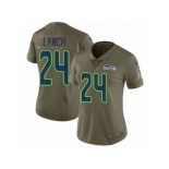 Women Nike Seattle Seahawks #24 Marshawn Lynch Limited Olive 2017 Salute to Service NFL Jersey