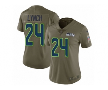 Women Nike Seattle Seahawks #24 Marshawn Lynch Limited Olive 2017 Salute to Service NFL Jersey