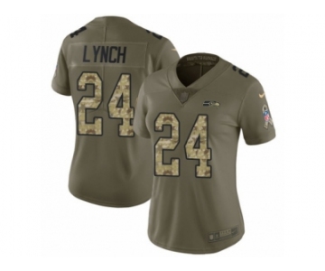 Women Nike Seattle Seahawks #24 Marshawn Lynch Limited Olive Camo 2017 Salute to Service NFL Jersey