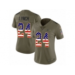 Women Nike Seattle Seahawks #24 Marshawn Lynch Limited Olive USA Flag 2017 Salute to Service NFL Jersey