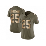 Women Nike Seattle Seahawks #25 Richard Sherman Limited Olive Gold 2017 Salute to Service NFL Jersey