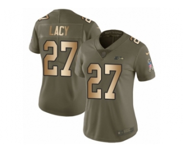 Women Nike Seattle Seahawks #27 Eddie Lacy Limited Olive Gold 2017 Salute to Service NFL Jersey