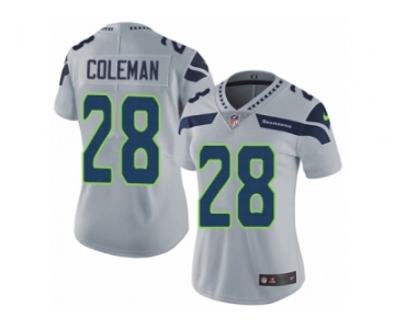 Women Nike Seattle Seahawks #28 Justin Coleman Grey Alternate Vapor Untouchable Limited Player NFL Jersey