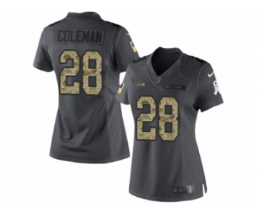 Women Nike Seattle Seahawks #28 Justin Coleman Limited Black 2016 Salute to Service NFL Jersey