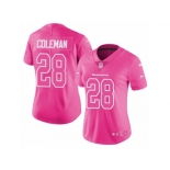 Women Nike Seattle Seahawks #28 Justin Coleman Limited Pink Rush Fashion NFL Jersey