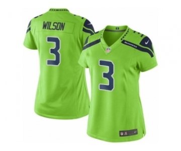 Women Nike Seattle Seahawks #3 Russell Wilson Limited Green Rush NFL Jerseys