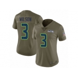 Women Nike Seattle Seahawks #3 Russell Wilson Limited Olive 2017 Salute to Service NFL Jersey