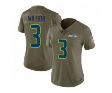 Women Nike Seattle Seahawks #3 Russell Wilson Limited Olive 2017 Salute to Service NFL Jersey