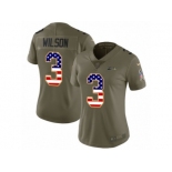 Women Nike Seattle Seahawks #3 Russell Wilson Limited Olive USA Flag 2017 Salute to Service NFL Jersey