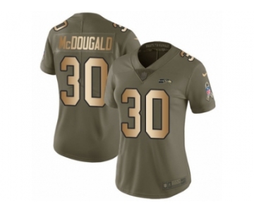 Women Nike Seattle Seahawks #30 Bradley McDougald Limited Olive Gold 2017 Salute to Service NFL Jersey