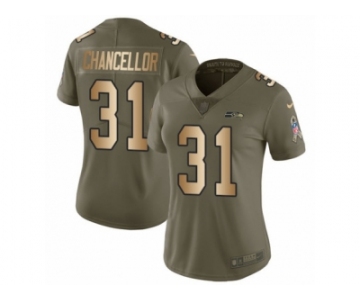 Women Nike Seattle Seahawks #31 Kam Chancellor Limited Olive Gold 2017 Salute to Service NFL Jersey