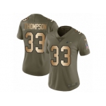 Women Nike Seattle Seahawks #33 Tedric Thompson Limited Olive Gold 2017 Salute to Service NFL Jersey