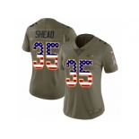 Women Nike Seattle Seahawks #35 DeShawn Shead Limited Olive USA Flag 2017 Salute to Service NFL Jersey