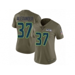 Women Nike Seattle Seahawks #37 Shaun Alexander Limited Olive 2017 Salute to Service NFL Jersey