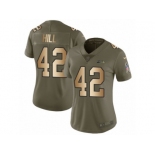 Women Nike Seattle Seahawks #42 Delano Hill Limited Olive Gold 2017 Salute to Service NFL Jersey