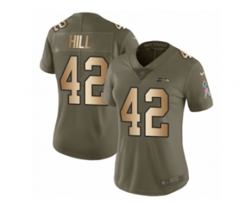 Women Nike Seattle Seahawks #42 Delano Hill Limited Olive Gold 2017 Salute to Service NFL Jersey