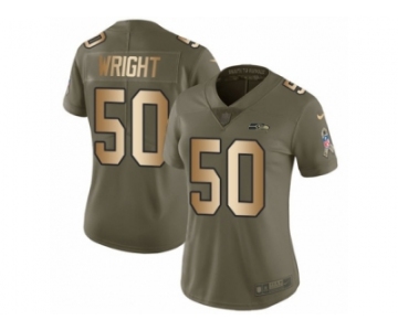 Women Nike Seattle Seahawks #50 K.J. Wright Limited Olive Gold 2017 Salute to Service NFL Jersey