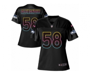 Women Nike Seattle Seahawks #58 D.J. Alexander Game Black Fashion NFL Jersey