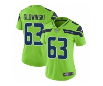 Women Nike Seattle Seahawks #63 Mark Glowinski Vapor Untouchable Limited Green NFL Jersey