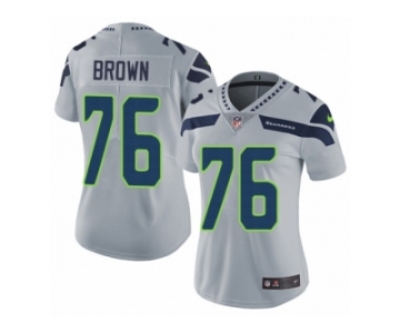 Women Nike Seattle Seahawks #76 Duane Brown Grey Alternate Vapor Untouchable Limited Player NFL Jersey