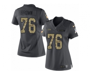 Women Nike Seattle Seahawks #76 Duane Brown Limited Black 2016 Salute to Service NFL Jersey