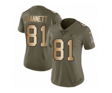 Women Nike Seattle Seahawks #81 Nick Vannett Limited Olive Gold 2017 Salute to Service NFL Jersey