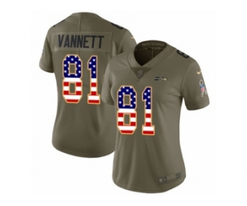 Women Nike Seattle Seahawks #81 Nick Vannett Limited Olive USA Flag 2017 Salute to Service NFL Jersey