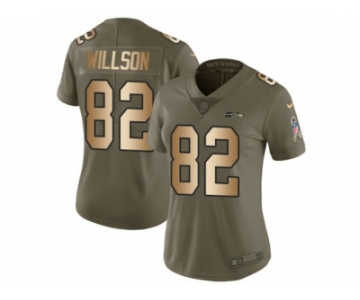 Women Nike Seattle Seahawks #82 Luke Willson Limited Olive Gold 2017 Salute to Service NFL Jersey