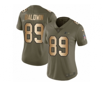 Women Nike Seattle Seahawks #89 Doug Baldwin Limited Olive Gold 2017 Salute to Service NFL Jersey