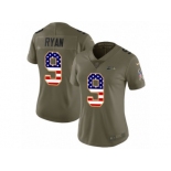 Women Nike Seattle Seahawks #9 Jon Ryan Limited Olive USA Flag 2017 Salute to Service NFL Jersey