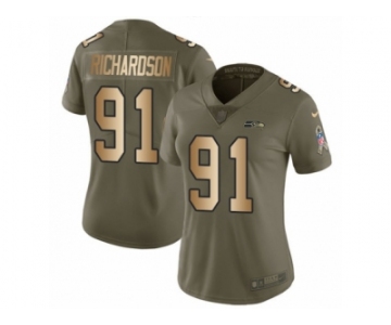 Women Nike Seattle Seahawks #91 Sheldon Richardson Limited Olive Gold 2017 Salute to Service NFL Jersey