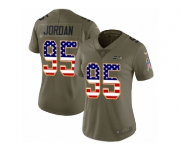 Women Nike Seattle Seahawks #95 Dion Jordan Limited Olive USA Flag 2017 Salute to Service NFL Jersey