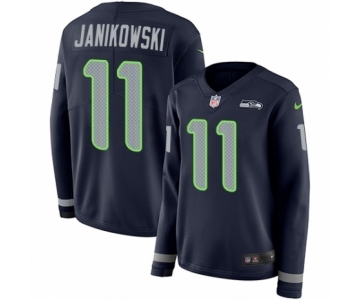 Women's Nike Seattle Seahawks #11 Sebastian Janikowski Limited Navy Blue Therma Long Sleeve NFL Jersey