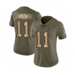 Women's Nike Seattle Seahawks #11 Sebastian Janikowski Limited Olive Gold 2017 Salute to Service NFL Jersey